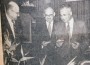 Douglas-Ornstein-Schulman Dr. Walter Ornstein and Victor Schulman accept Chairmanship of vital 1957 Fund Campaign Drive as President Morris W. Douglas (left) presents each with campaign symbol gifts.