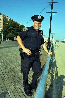 NYPD Officer Albert Mammon patrolling Coney Island boardwalk