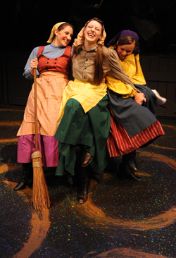 Singing "Matchmaker, Matchmaker" are, from left, Hodel (Katie Grady), Tzeitel (Charlene Koepf), and Chava (Megan Carmitchel). 