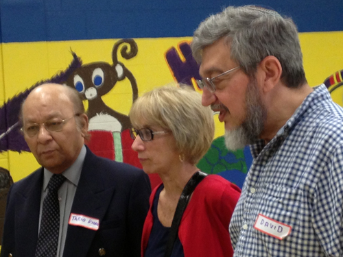 Muslim-Jewish Dialogue panelists Tariq Khan (left), Andria Spindel and David Nitkin