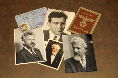 hotographs and other items from the Abraham Joshua Heschel Papers at Duke University's David M. Rubenstein Rare Book & Manuscript Library, including a 1935 Nazi-issued work permit. Credit: Duke University.
