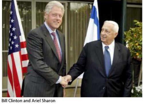Bill Clinton and Ariel Sharon