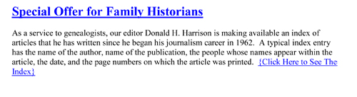 Special Offer for Family Historians