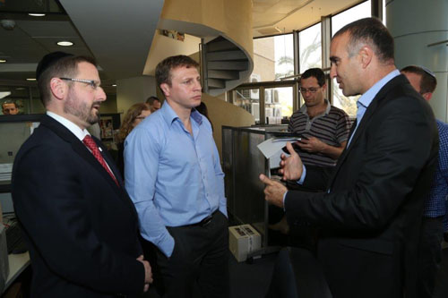 (left to right) Knesset Member Dov Lipman, Committee Chairman MK Yoel Razvozov, and Vice Chairman of Nefesh B’Nefesh, Erez Halfon