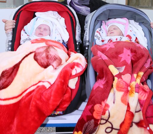 Gaza twins born in Israel (Photo: Pioter Fliter-RHCC.)