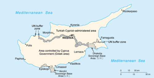 Divided Cyprus (Map: Wikipedia)
