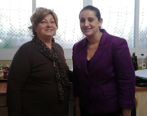 Ahuva Guterman and Christina Samara in Guterman in Jerusalem after a challah-baking workshop.