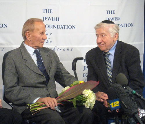 Czeslaw Polziec and Leon Gersten meet together for first time since 1944. Photo Courtesy: Jewish Foundation for the Righteous /