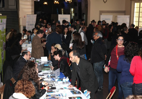 An aliyah information fair in central Paris on March 30. Credit: Alain Azria.