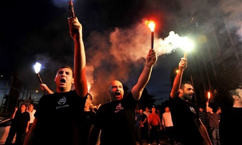Golden Dawn supporters (Photo via World Jewish Congress)