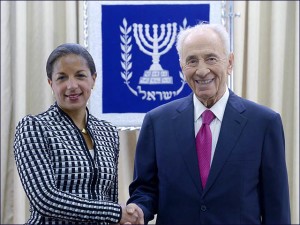 President Peres with US National Security Advisor Susan Rice in Jerusalem
