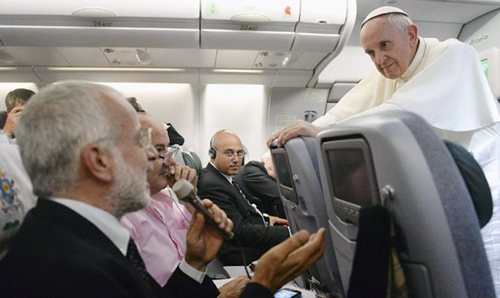 Pope Francis answers news media questions on plane back to Rome from Israel
