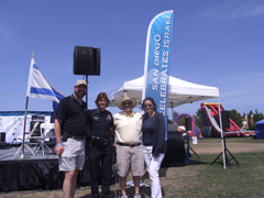 From left, Rabbi David Kornberg of Congregation Beth Am; Police Chief Shelley Zimmeran; Michael Sonduck, president and CEO of the Jewish Federation of San Diego County, and Theresa Dupuis, Federation chair