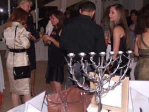 A hand-crafted menorah was one of the items offered at the silent auction