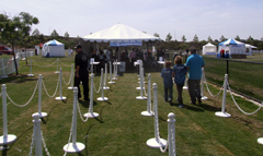 Before entering the Israel festival grounds at Nobel Field, celebrants had to go through security lines where their bags were checked.