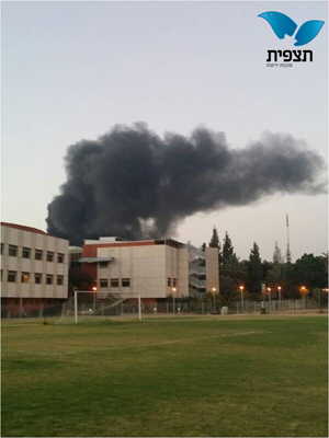 Factory fire in Sderot, June 29, 2014