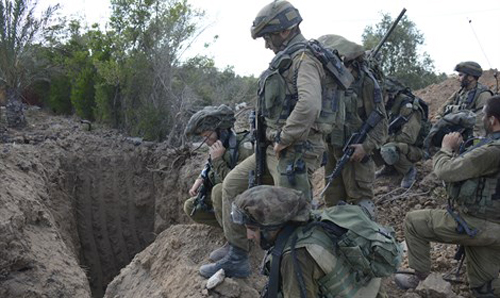IDF soldiers at entrance to terror tunnel