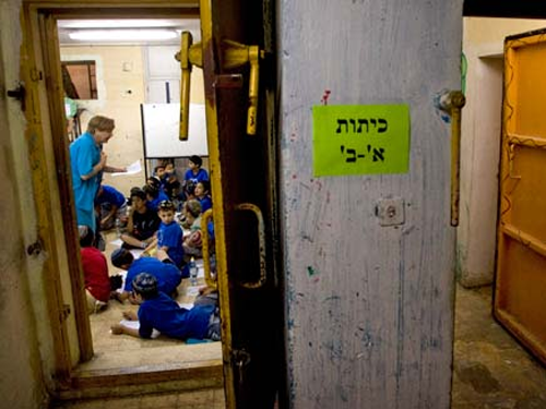 Israeli summer camp children in bomb shelter