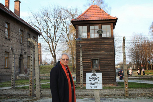 Mohammed Dajani Daoudi at Auschwitz (His photo via Moment Magazine)
