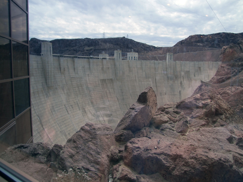 View of Hoover Dam from the visitor's center on Nevada side