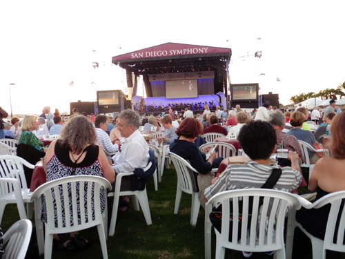 Diners enjoy the outdoors prior to the concert at the Summer Pops of the San Diego Symphony