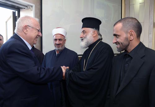 Israel's President Reuven Rivlin greets Arab leaders