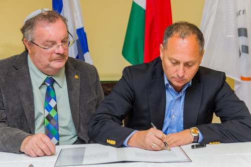 Bar-Ilan University President Rabbi Professor, Daniel Hershkowitz, and Hungarian Ambassador Nagy