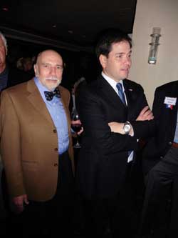 Senator Marco Rubio schmoozes as Seymour Lotsoff of Rancho Santa Fe stands next to him