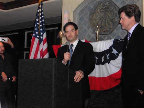 U.S. Sen. Marco Rubio (R-Florida) addresses a fundraiser held Tuesday evening, Jan. 27, in La Jolla Village