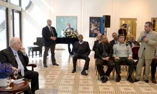 President Rivlin of Israel, in foreground, meets with Arab mayors at his residence