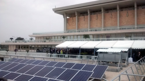 Solar panels now cover the roofs of the Knesset (Photo: Anav Silverman)