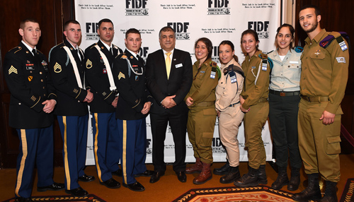 Members of the US Army Color Guard; Maj. Gen. (Res.) Meir Klifi-Amir; and IDF soldiers.