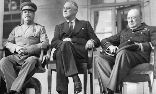 Josef Stalin, Franklin Roosevelt and Winston Churchill in Teheran 1943