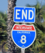 Sign at western terminus of Highway Interstate 8