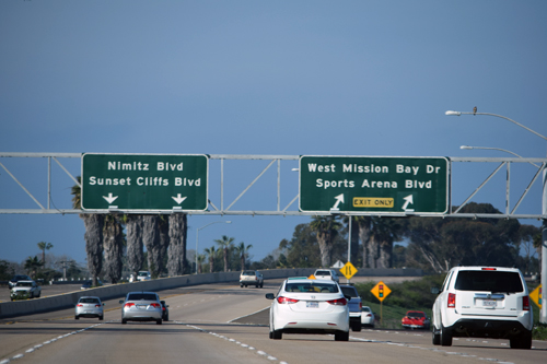 I-8 Freeway exit to Nimitz Boulevard and Cabrillo National Monument