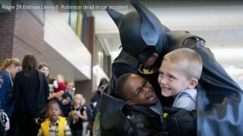 The late Leonard "Lenny" Robinson would dress in a Batman costume and visit pediatric wards in the Baltimore and Washington, DC areas. Credit: YouTube screenshot.