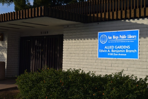 Benjamin LIbrary entrance on Zion Avenue
