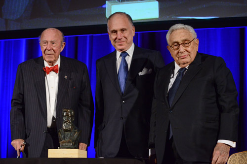 George Schultz, Ron Lauder and Henry Kissinger at Theodor Herzl Awards ceremony of World Jewish Congress