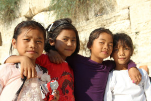 Bnei Menashe girls at the Kotel (Photo: Laura Ben-David)