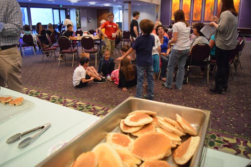 Some happy gourmet patrons at Tifereth Israel Men's Club pancake breakfast