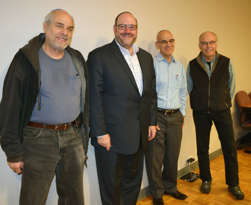 Rabbi Steven Wernick, second from left, met at Tifereth Israel Synagogue in San Diego with (from left) Alan Goldenberg, Rabbi Leonard Rosenthal, and Bill Sperling.