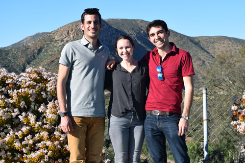 IDF reservists Edan, left, and Gilad with Liz Brough, StandWithUS Southwest High School coordinator, in San Diego