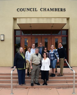 Rabbi, congregants and friends of Temple Beth Shalom celebrate outside Chula Vista City Council chambers where the Historic Preservation Commission designated Beth Shalom as a historic place