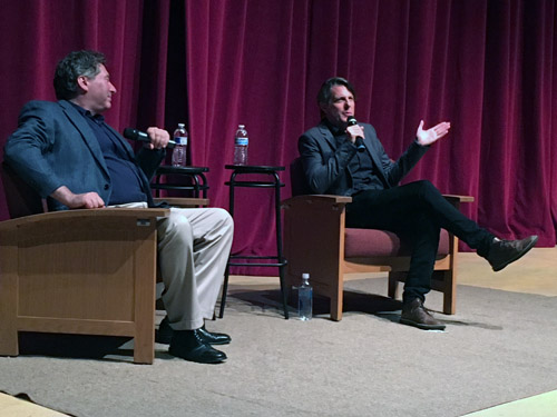 David Ellenstein, left, artistic director of the North Coast Repertory Theater, moderated Q&A session with Adam Nimoy following the showing of "For the Love of Spock"