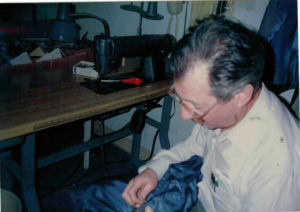 Al in his tailoring shop in Santee, 1987.